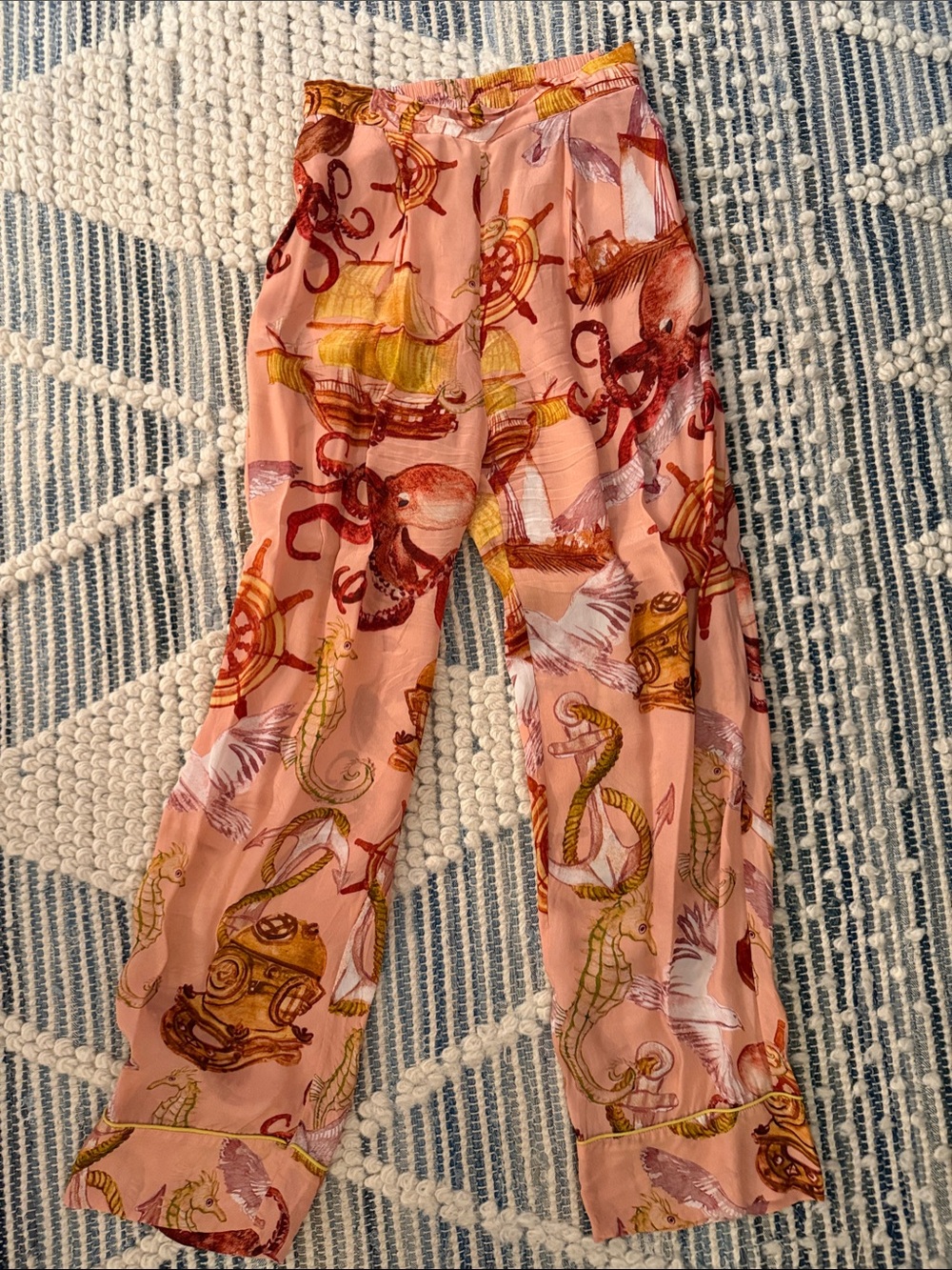 FARM Rio Pink and Peach Printed Elastic-Waist Pants
